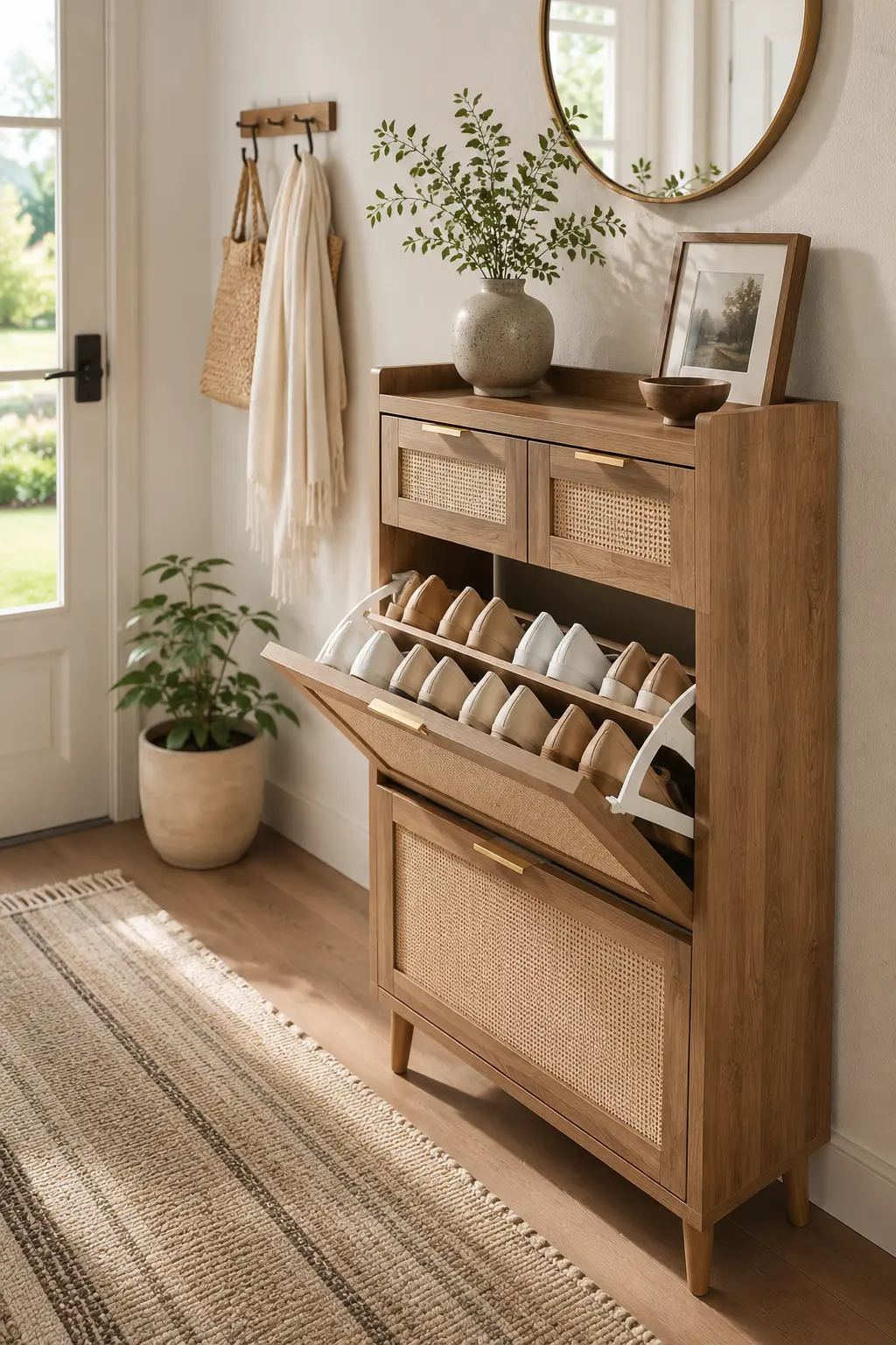 HOKYHOKY Rattan Shoe Cabinet Review: Is It Good for Small Entryways?