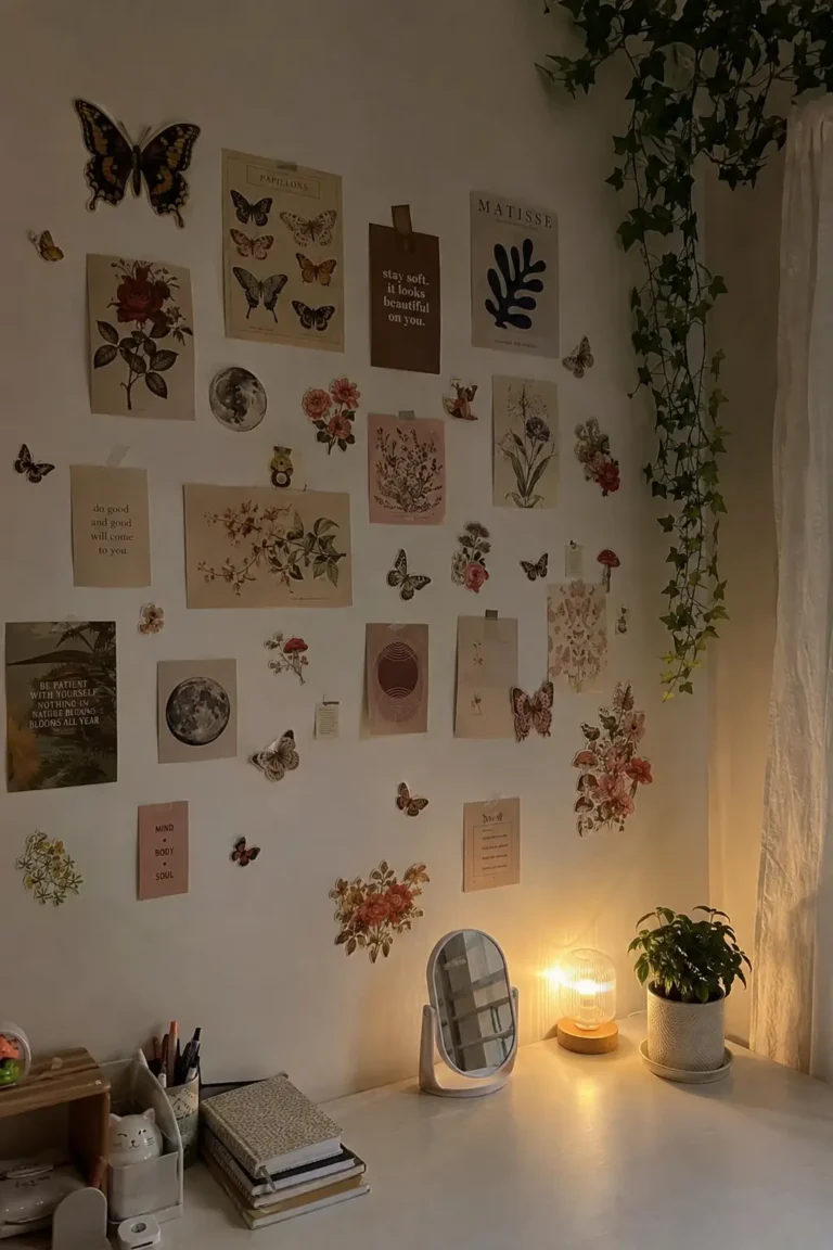 Vintage Botanical Wall Collage Ideas for a Cozy Bedroom, Dorm & Apartment